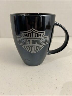 Harley-Davidson Black Ceramic Mug with Silver Shield Logo